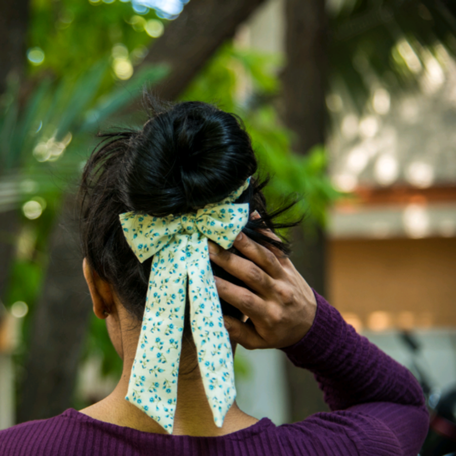 Green Blossom Scrunchie